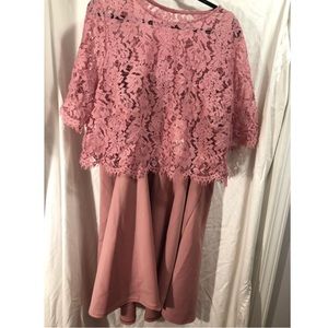 Blush pink dress with optional lace overlay